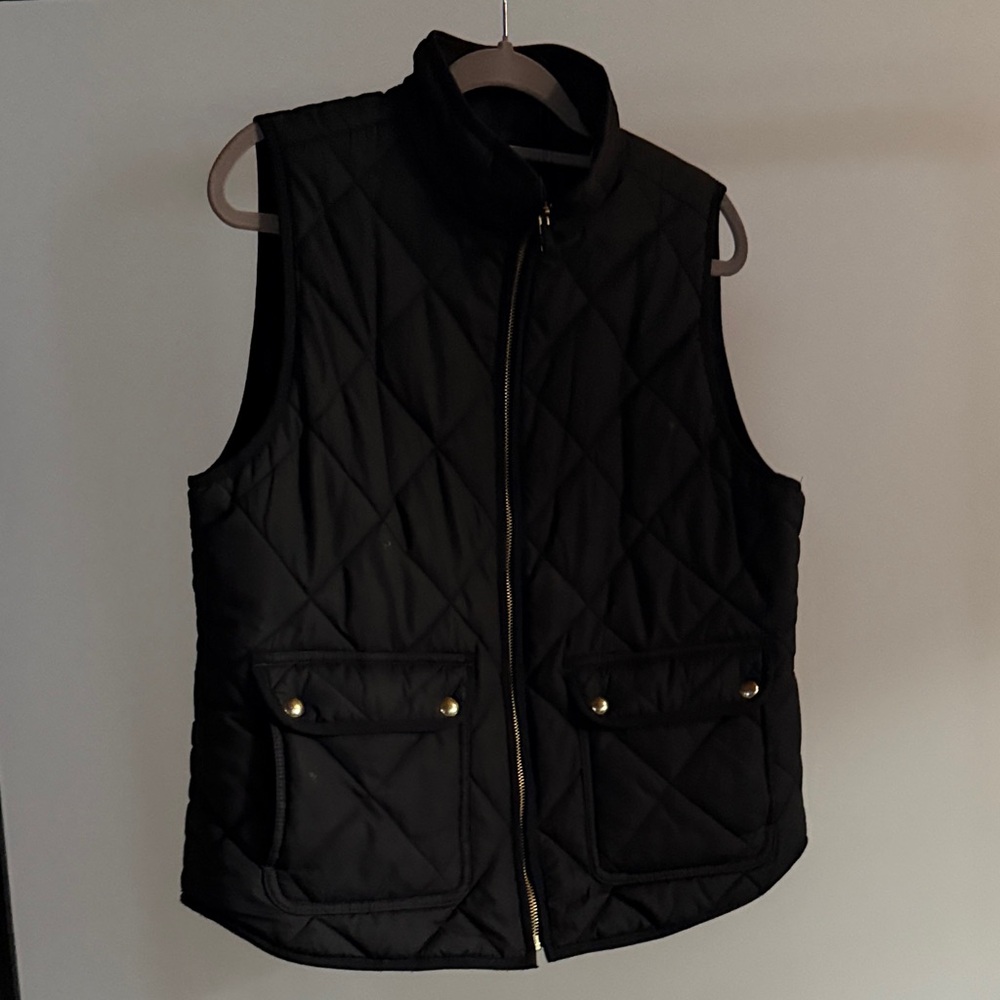 J. CREW Black Quilted Women's Vest - Size L